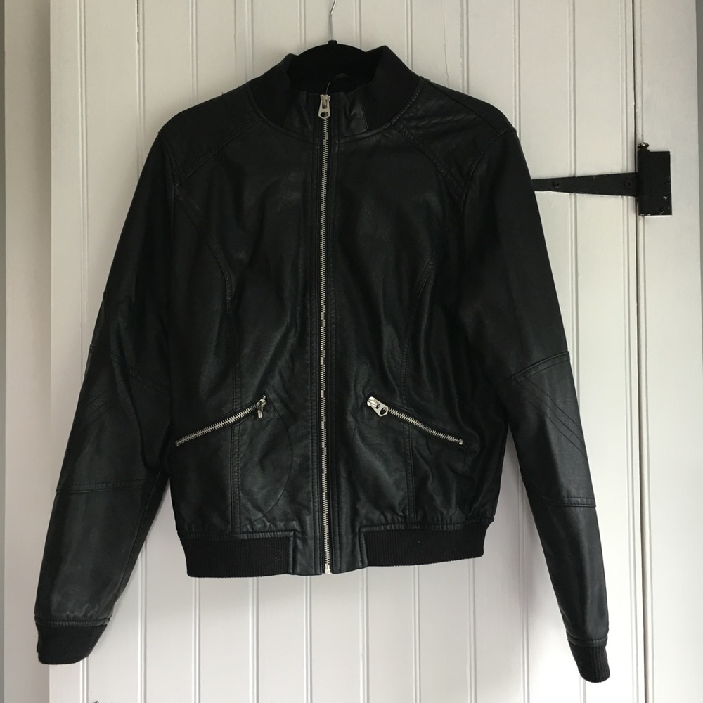 faux leather bomber jacket